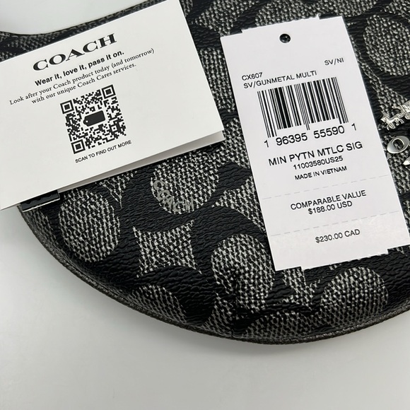 Coach Mini Payton Bag In Signature Canvas Silver Gunmetal Multi - Picture 9 of 15